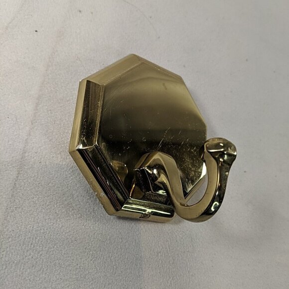 Valsan Vintage Made in Portugal Robe Hook Wall Door Gold Brass Octagonal Coat - Picture 9 of 9